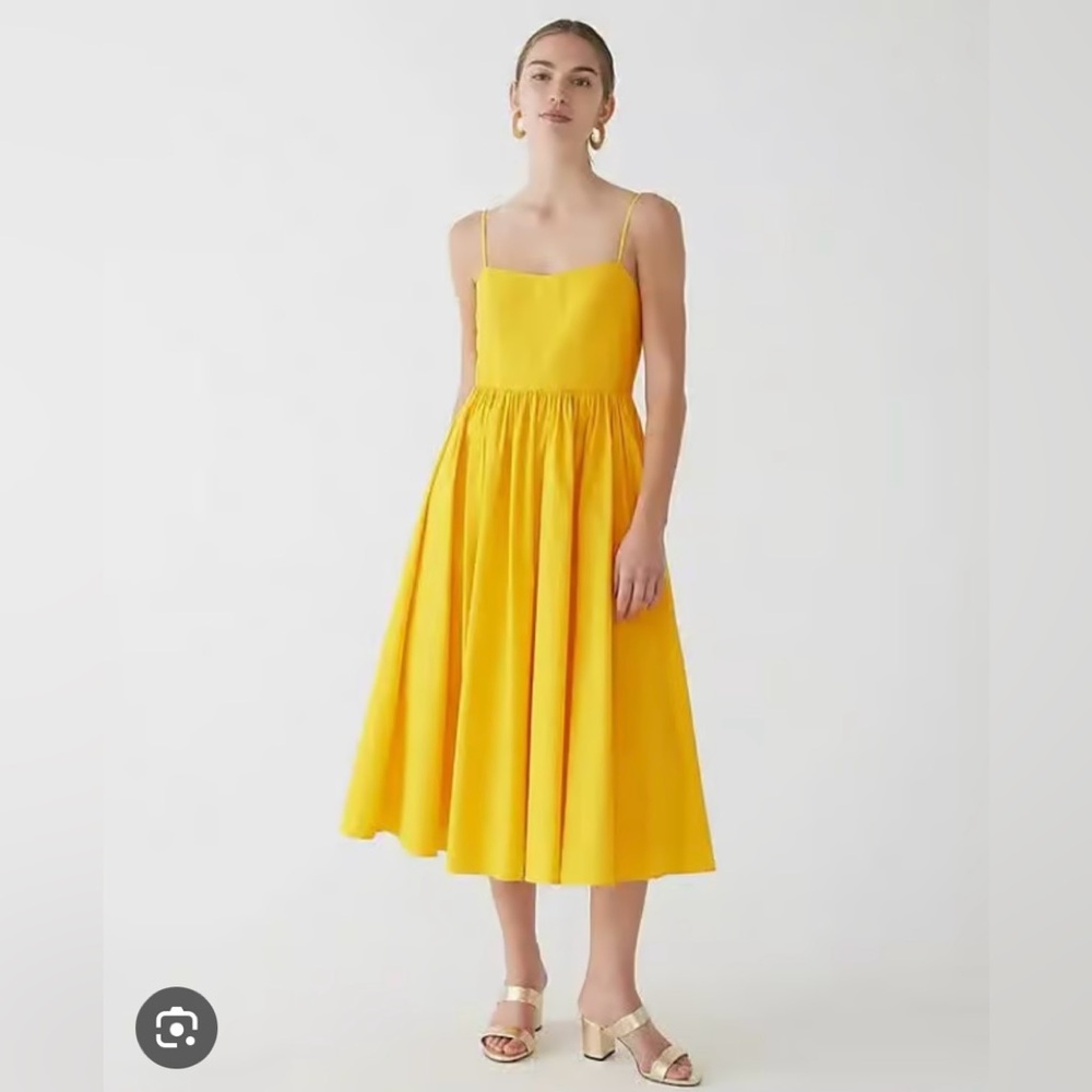 NWT J CREW Poplin MIDI dress solar yellow 4